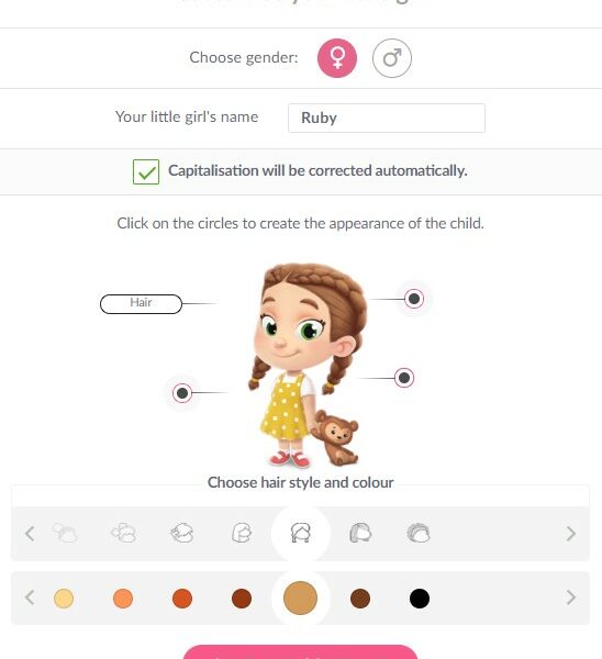 The personalization options for children in Hooray Heroes personalized books.