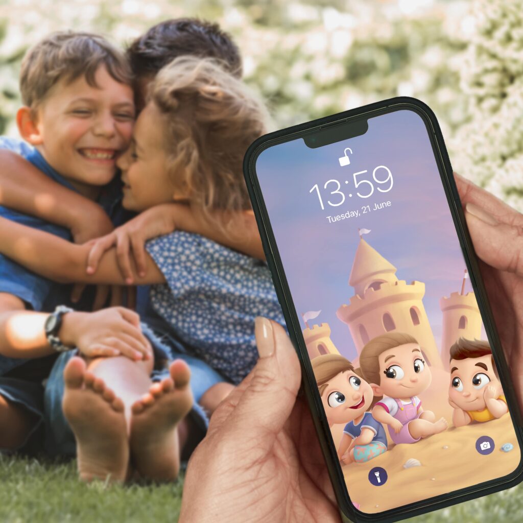 Free Personalized Mobile Wallpaper of 2 or 3 Siblings
