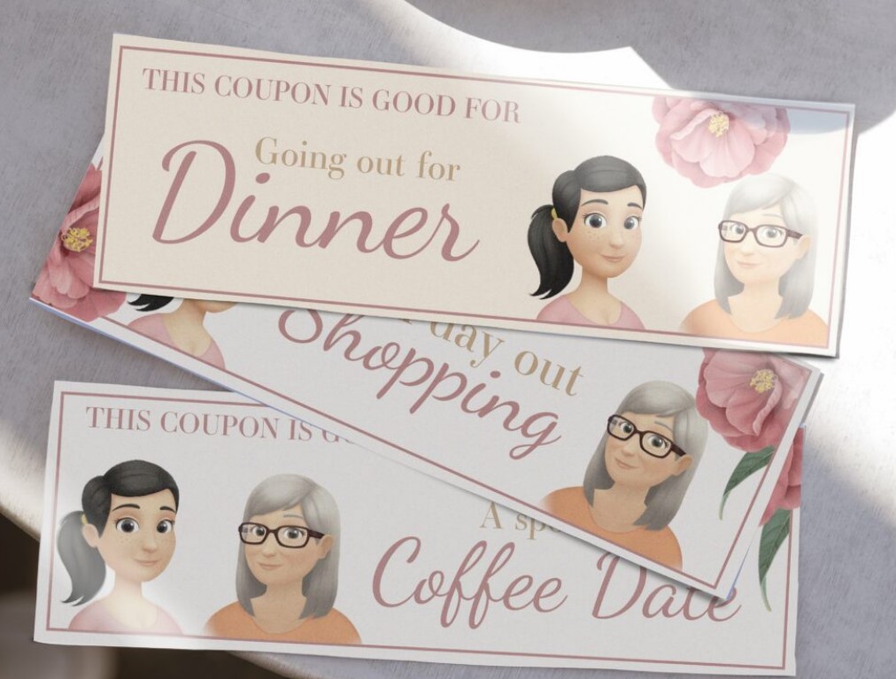 Custom coupons for nan from an adult grandchild.